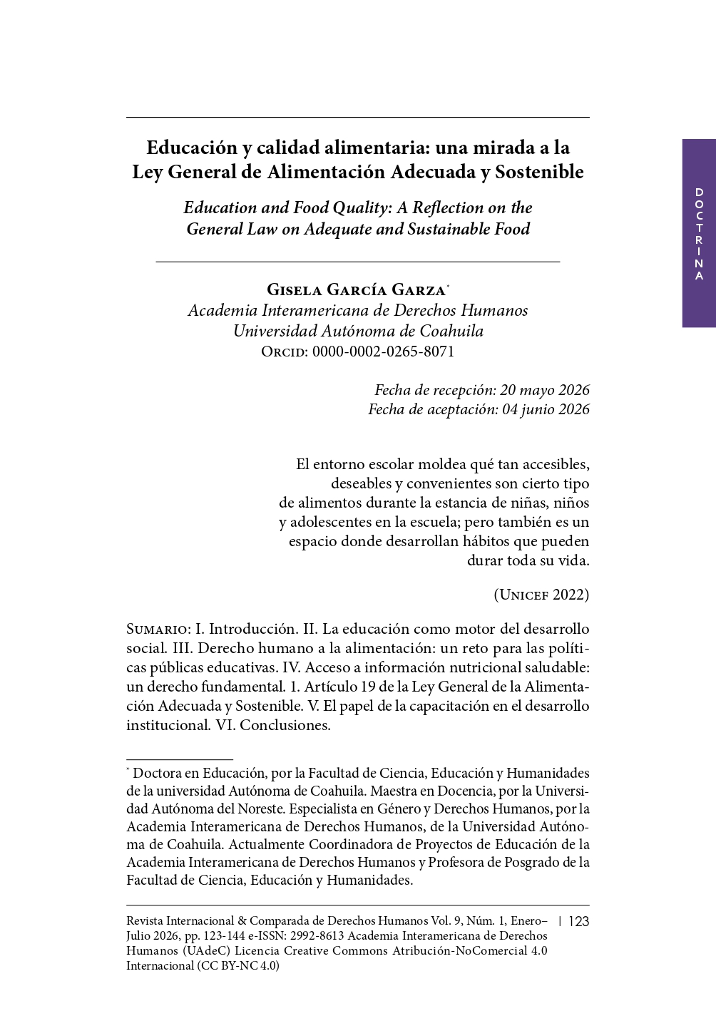 Article cover page