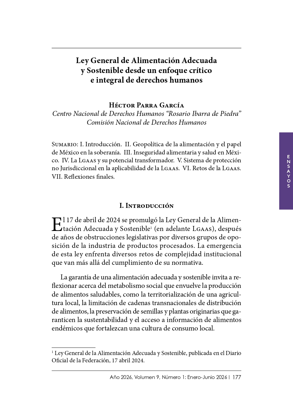 Article cover page